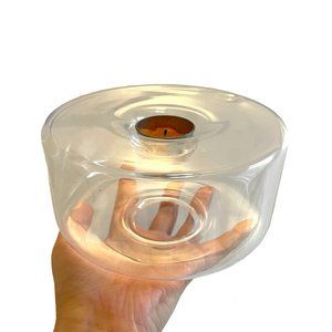 Tea-light Candle Holder Clear Glass Home Lighting Decor Living Room Accent